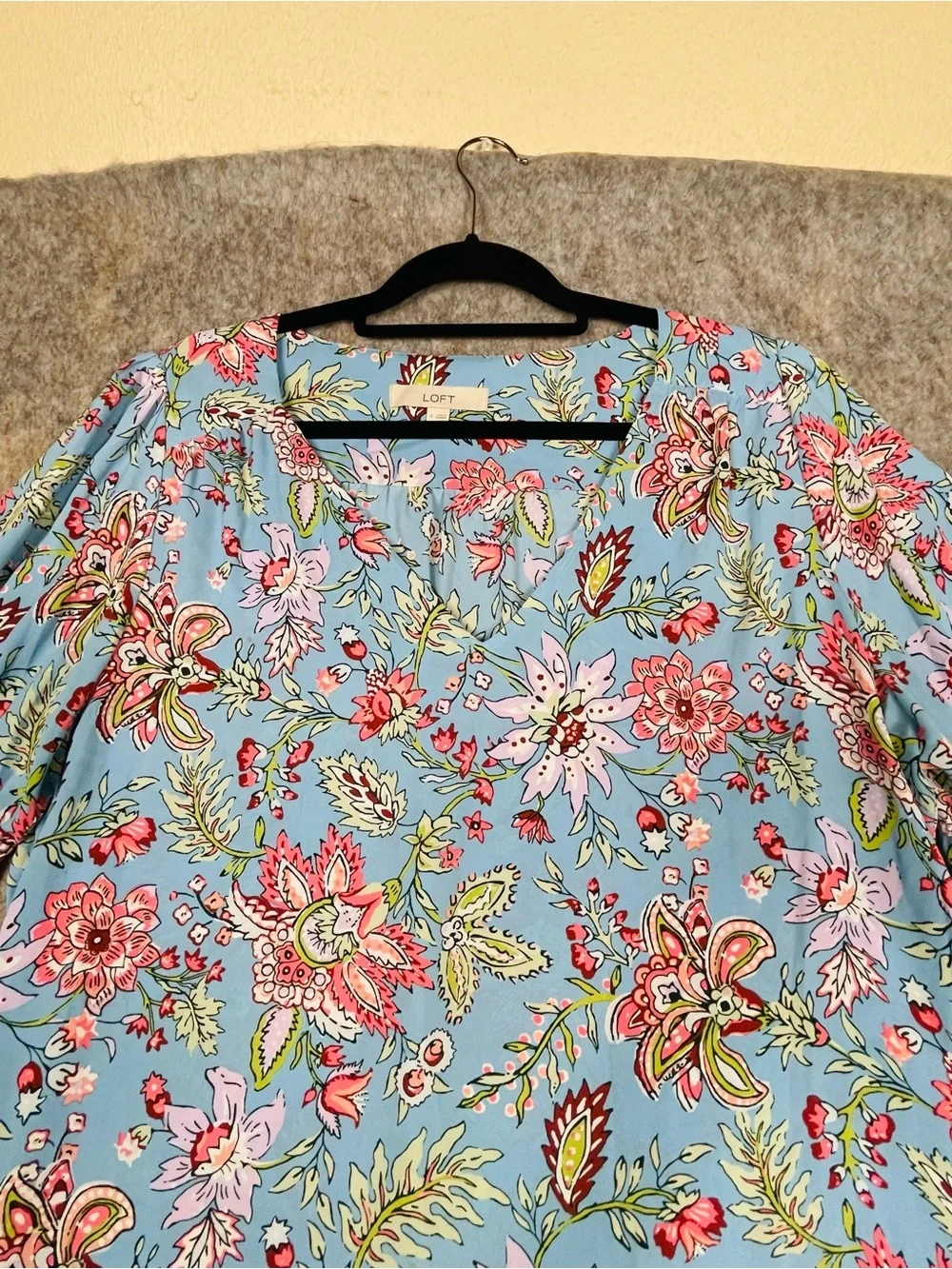 Ann Taylor Loft Floral Garden Puff Sleeve Feminine Cottagecore Blouse Top - XL